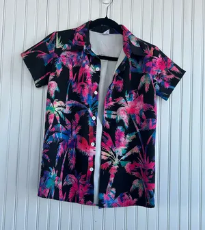 Colorful button up tee shirt with palm trees Multiple Size M thumbnail 1