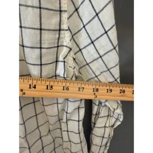 Joe‎ Fresh Womens White Navy Blue Windowpane Check Button Down Shirt Lightweight thumbnail 5