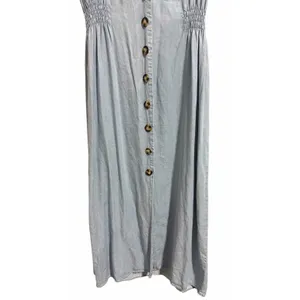 Zara Midi‎ Button UP Dress Lyocell Denim Lightweight V-Neck Women's Size Small thumbnail 5