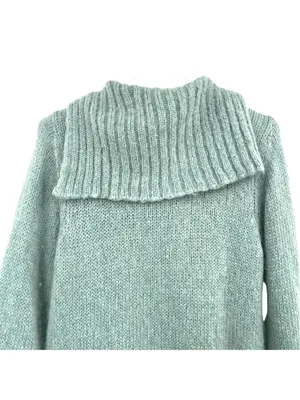 Margaret OLeary Cardigan Sweater Kid Mohair Blend Zip Front Blue Green Size 2 thumbnail 5