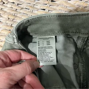 American Eagle‎ Jeans Olive Green High Rise Distressed Women Size 6 Petite thumbnail 8
