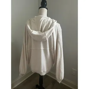 Urban Outfitters Quarter Zip Hoodie Small Cream Coastal Chic Oversized Soft Cozy thumbnail 3