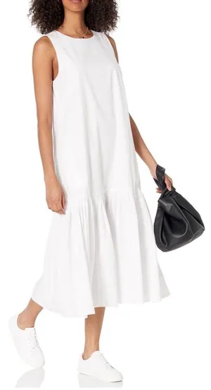 The Drop IIana 100% Cotton White‎ Midi/Maxi Wide Hem Poplin Dress Feminine MED thumbnail 1