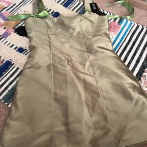 NWT‎ Current Mood green satin mini dress small thumbnail 10