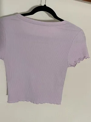 Aeropostale Lilac Ribbed Crop Tee thumbnail 2