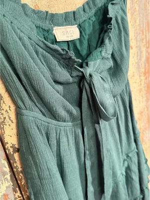 Sage the Label Small green off-shoulder tiered mini dress thumbnail 4