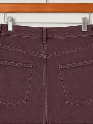 BDG Wine-Toned Maxi Denim Skirt with Front Slit thumbnail 7