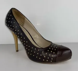 Liliana Black Studded High Heel Pump with Brown Cap Toe Size 8.5 Dolace thumbnail 1