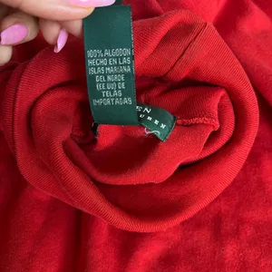 Vintage Lauren Ralph Lauren Red Turtleneck Sweater Womens L Crest Logo Cotton thumbnail 5