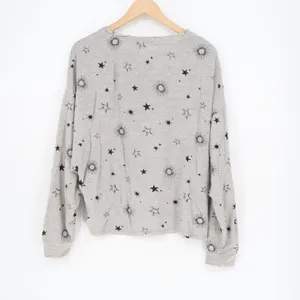 Z Supply Sweatshirt Womens S Heather Gray Star Sun Celestial Print Sleepwear thumbnail 5