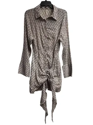 Free People Rilla Button Down Shirt Dress W/ Geometric Pattern Size Medium thumbnail 2