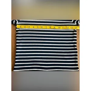 Maeve by Anthropologie Ribbed Mock Neck Striped Top Half Sleeve Black White S thumbnail 6