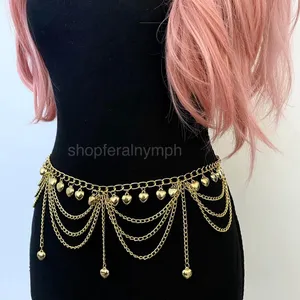 Gold Y2K Tiered Heart Charm Waist Chain Belt, Fits 22-27.5 Inches, X7GA1304 thumbnail 6
