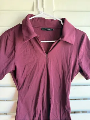 Good American Fig Collared Short-Sleeve Bodysuit with Deep V sz S thumbnail 6