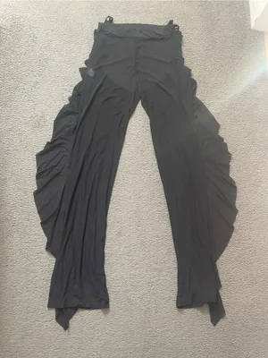 Black Women's Flowing Ruffle sheer mesh Wide-Leg see thru Pants XL thumbnail 1