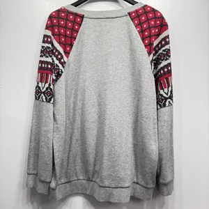 Tommy Hilfiger Gray Crewneck Sweatshirt Red Print Sleeves Navy Stitched Logo thumbnail 6