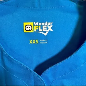 WonderFlex Scrub Top Women XXS‎ Turquoise Premium Stretch V-Neck Medical Dental thumbnail 3