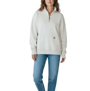 CARHARTT Relaxed-Fit Quarter-Zip Sweatshirt W's Sz M Cream Fleece Inside Cozy thumbnail 14