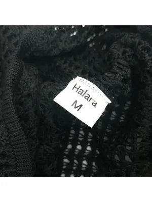 Halara Mesh Crochet Knit Sheer Black Midi Skirt With Drawstring Waist Size M thumbnail 3