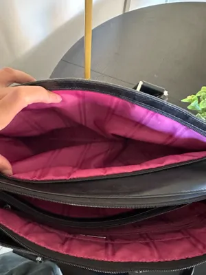 Vintage TUMI Black Nylon & Leather Structured Tote / Business Bag – Pink Lining – Shoulder Strap thumbnail 12