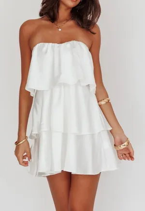 Selfie Leslie Behati Tiered Layer Strapless Dress White thumbnail 1