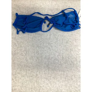 PacSun Blue Zebra Textured Triangle‎ Bikini Top Gold Bead Detail NWT Large thumbnail 4