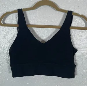 BuffBunny Collection Women M Black Strappy Sports Bra No Pads Athleisure Workout thumbnail 1