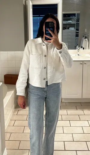 Express White Cropped Jacket thumbnail 1