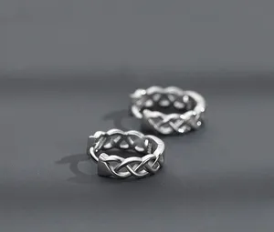 925 Silver Plated Silver Hoop Earrings for Men Women,Personality Punk Hip Hop thumbnail 3