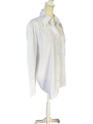 Banana Republic women's white long sleeve button down collared shirt size small thumbnail 2