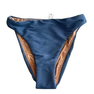 NWT J. Crew 80s Ribbed High Rise High Leg Cheeky Bikini Swim Bottom XS Blue thumbnail 1