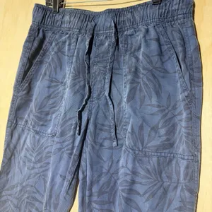 Orvis Women's‎ Jogger Pants Medium Blue Leaf Print Lyocell Elastic Waist thumbnail 2