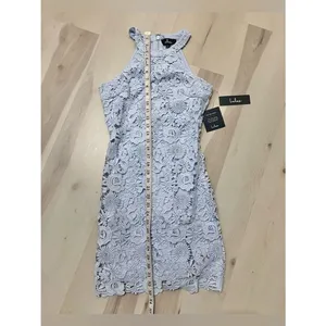 Lulus NWT Women Small Powder Baby Blue Lace Mini Dress Romantic Dainty Coquette thumbnail 7