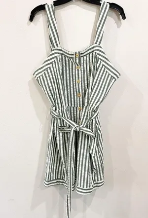 Anthropologie | Cartonnier Striped Romper Tie Waist thumbnail 2