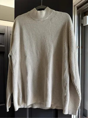 Banana Republic Women's 100% Organic Cotton Mockneck Sweater Size Large Cream thumbnail 1