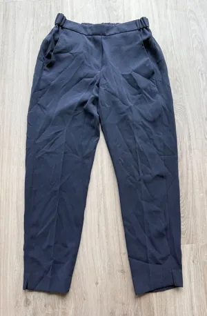 J. Crew Size 0 Navy Blue Elastic Waist Career Cropped Pants‎ thumbnail 1