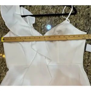 Ieena for Mac Duggal Asymmetric‎ Ruffle Cocktail Minidress White 70161 Size 8 thumbnail 7