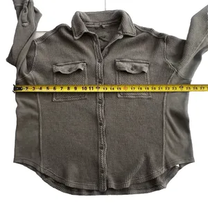 Aerie LumberJane Waffle Shirt Shacket Women’s XS Button Down Oversized Green thumbnail 6