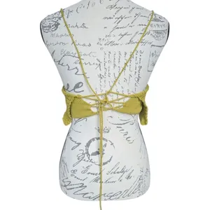 Free People -363‎ Intimately Citron Tie Back Crochet Knit Crop Top Size M thumbnail 2