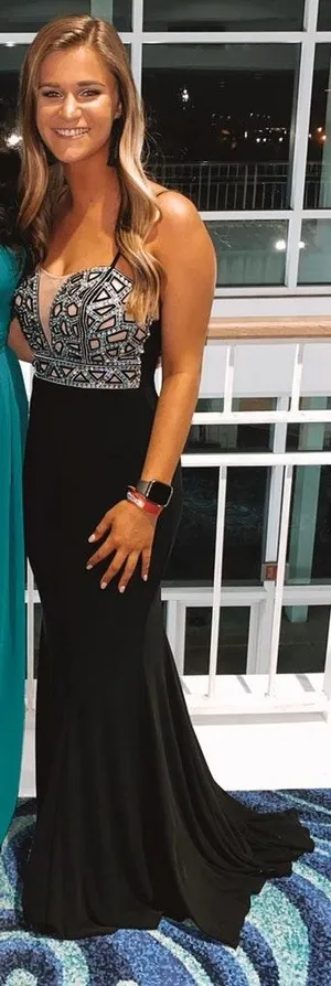 Blondie Nites Black Jeweled Formal Dress thumbnail 1