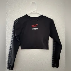 Civil Regime x Harley Quinn "Harlequin" Checkered Long Sleeve Crop Top NEW Small thumbnail 7