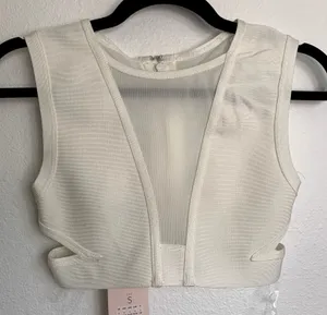 NWT House of CB Lafayette Cutout‎ Crop Top in White thumbnail 1