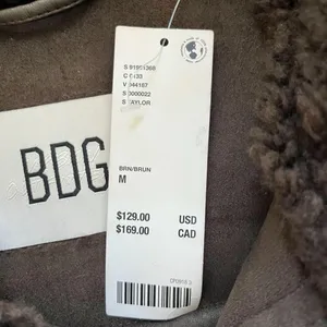 NWT BDG Taylor Piled Fleece Aviator Jacket Brown thumbnail 6