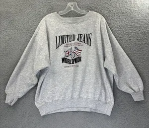The Limited Vintage 90s Jeans Worldwide Crew Neck Sweatshirt Gray‎ Women's Large thumbnail 1