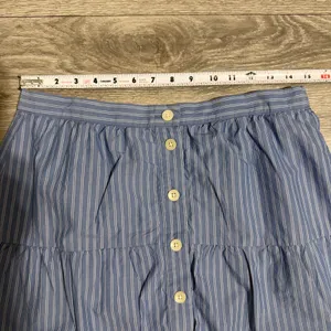 Madewell 100% Cotton‎ Blue White Striped Button Front Tiered Mini Skirt Size M thumbnail 4