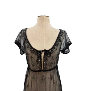 Free People Sequined Elephant Sheer Mesh Mini Dress Black‎ Embellished Size 2 thumbnail 4
