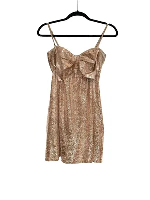 Show Me Your Mumu Best Bow Gold Dress Sleeveless Babydoll Mini Dress SMALL thumbnail 5
