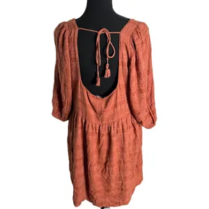 American Eagle AE Puff Sleeve Babydoll Mini Dress Large Women’s Burnt Orange thumbnail 3