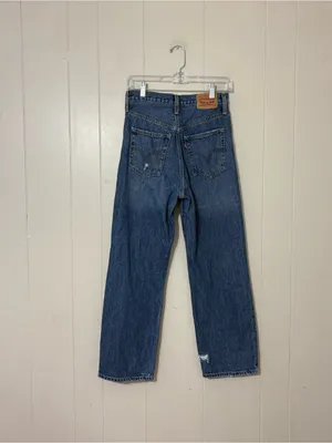 Levi’s Ribcage Straight Ankle Jeans 26 High Rise Distressed Blue Denim thumbnail 8