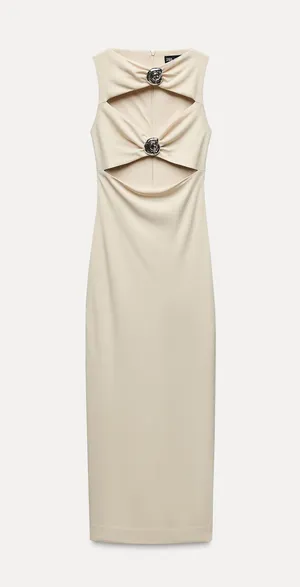 Zara maxi dress conch cutout fitted bodycon party cocktail evening wedding thumbnail 14